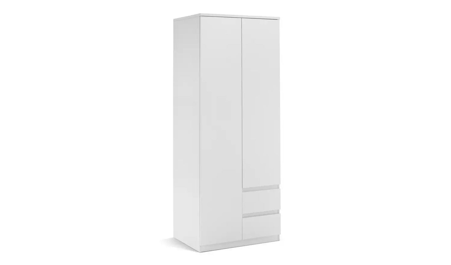 Habitat Jenson 2 Door 2 Drawer Tall Wardrobe - White Gloss